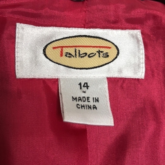 New - TALBOTS - Cotton Barbie Pink Embroidered Black Blazer w/ Pockets - Size 14 - Picture 5 of 7